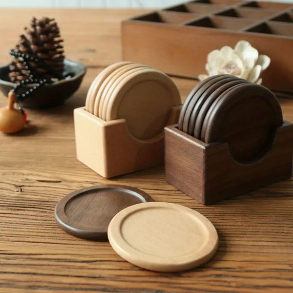 Wooden coasters with storage tray