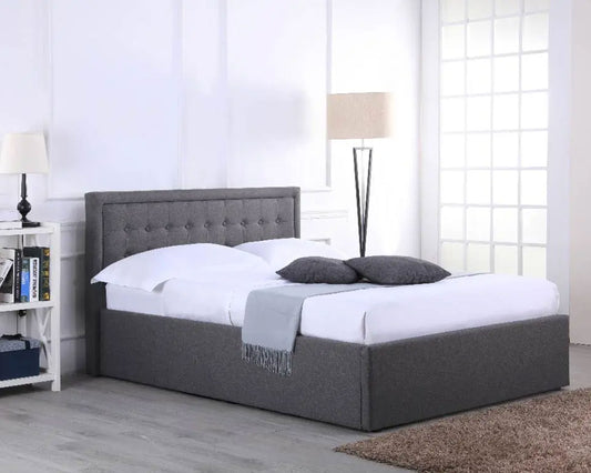 HOUSTON FABRIC GREY OTTOMAN