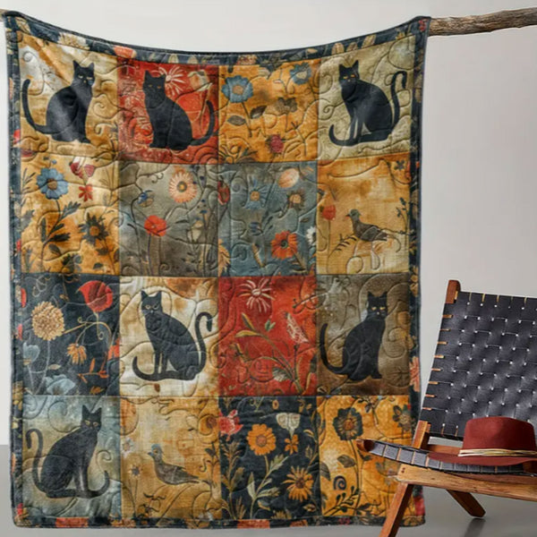 Vintage Cat Floral Print