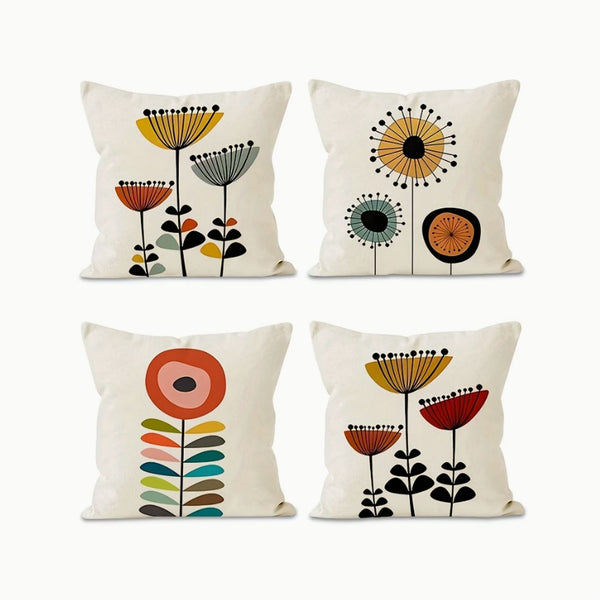 Abstract Floral Throw Cushion - set of 4