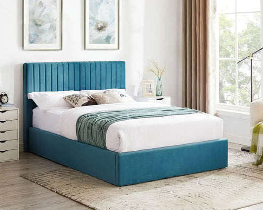 TEAL OTTOMAN LUXURY VELVET